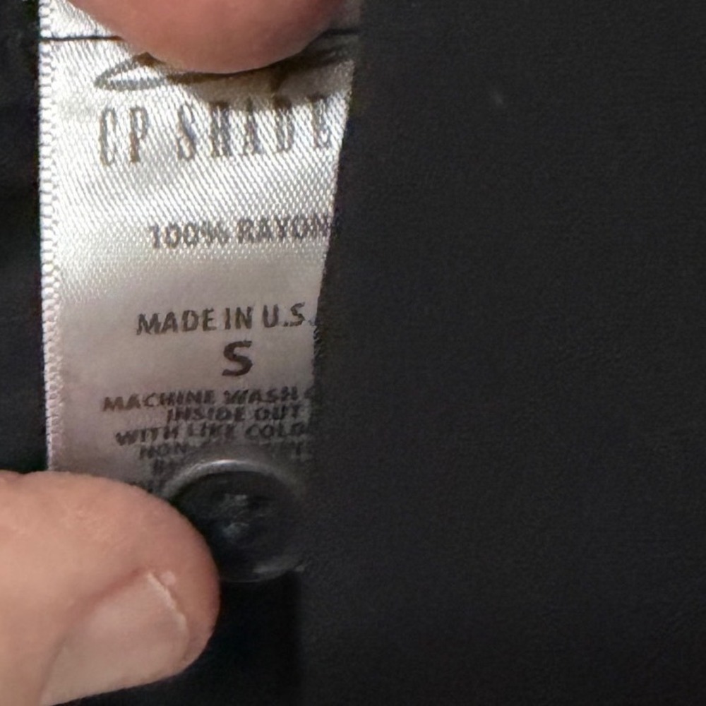 CP Shades Black Rayon Sleeveless Button Tunic Dress Small Made in USA Effortless - Picture 6 of 9